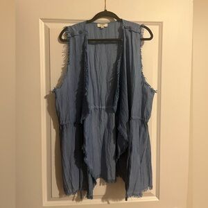 Umgee Denim Light Blue Frayed Edge Vest